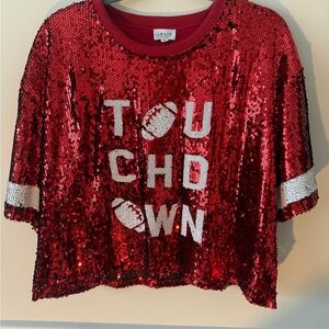 LeLis Collection RED sequined 
Football 🏈 Crop Top
